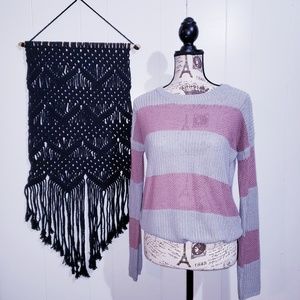 Pink & Gray Striped Knit Pullover